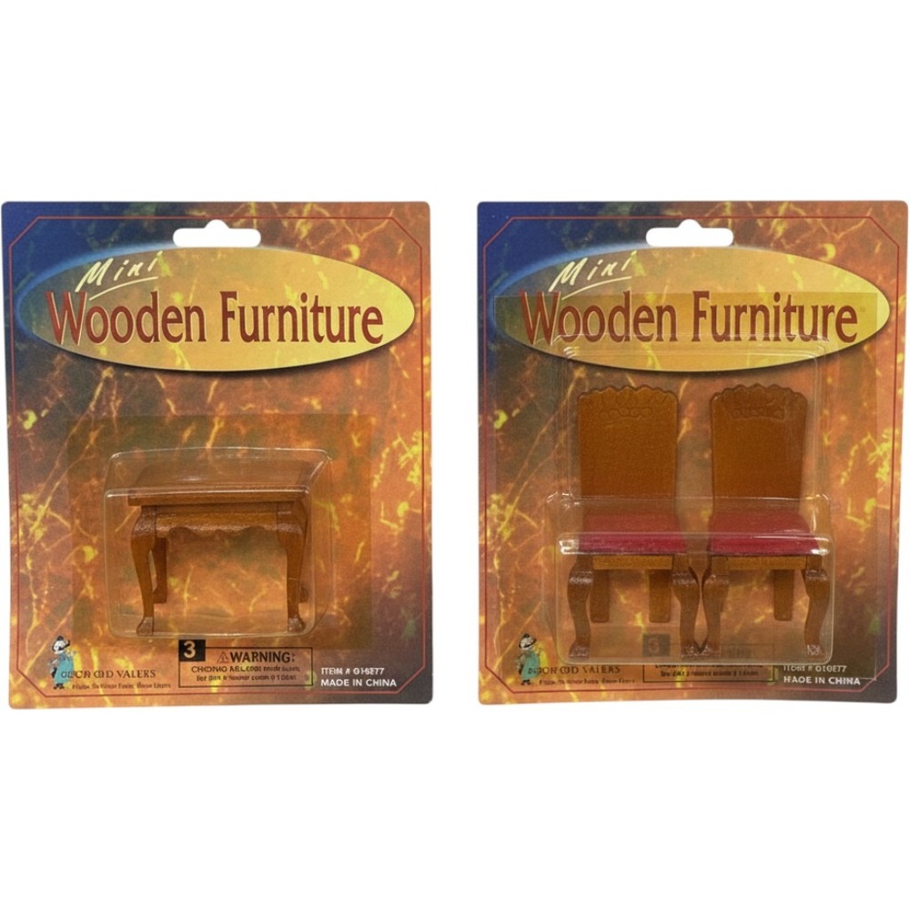 Mini Wooden Furniture Set Table and 2 Chairs Dollhouse Miniature G10577 New‎
